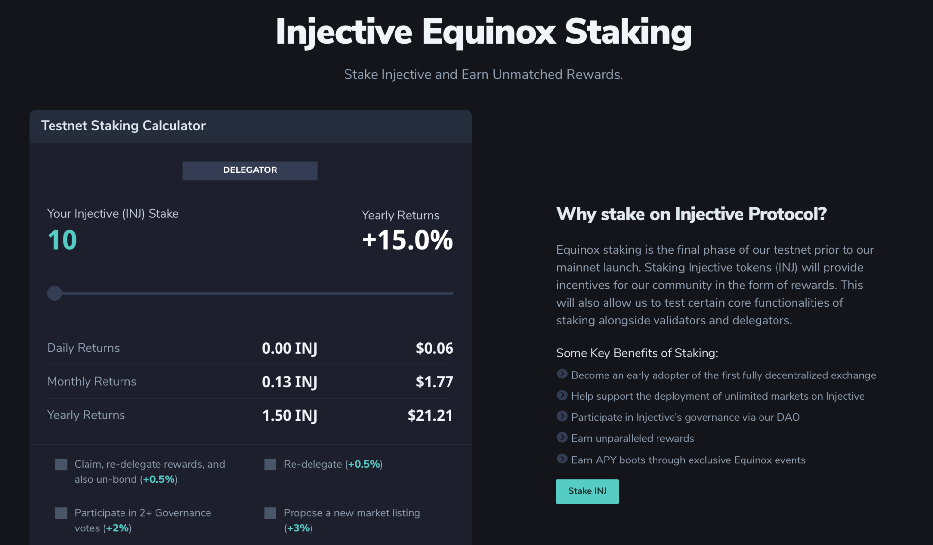 Injective ：一文了解如何玩轉 Equinox Staking