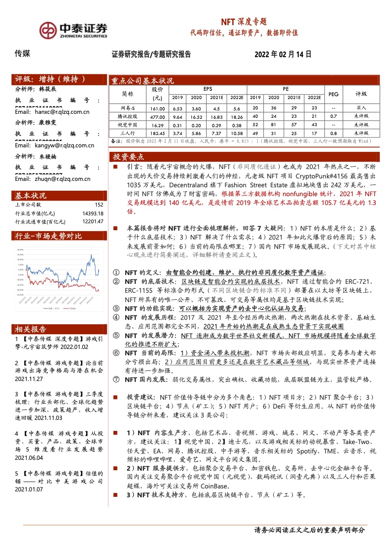 
      中泰證券：NFT深度專題報告