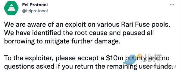 
      DeFi安全令人堪憂 Fei Protocol “重入漏洞”導致超8000萬美元被盜