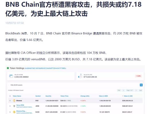 
      BNB Chain被盜7.18億美元 去中心化是個僞命題么？