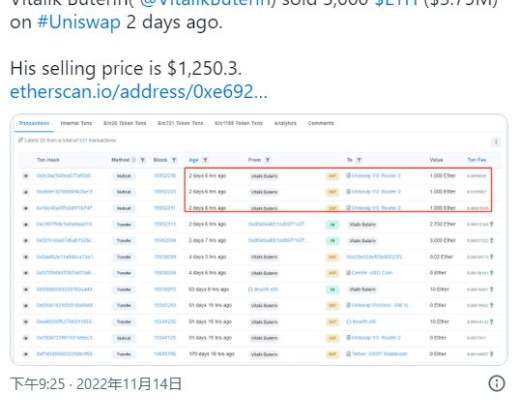 
      以太坊：Vitalik Buterin 賣出了 375 萬美元的 ETH？