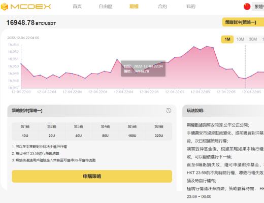 
      鏈上期權協議MCOEX策略對衝套利