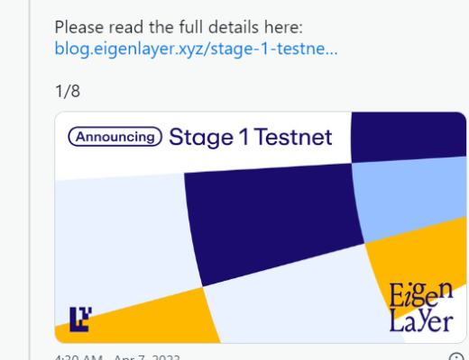 
      以太坊“重新抵押”協議 EigenLayer 在測試網上啓動